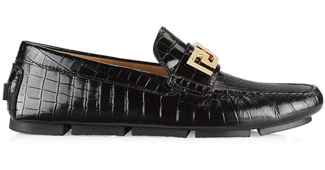 versace la greca leather driver loafers|Versace slippers.